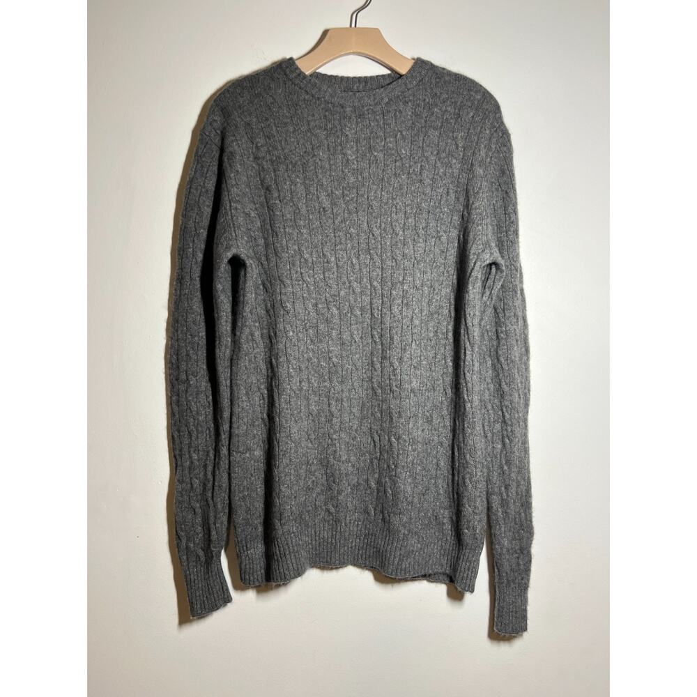 Elliot Mulryan Men's Heather Gray 100% Cashmere Cable Knit Pullover Sweater XL